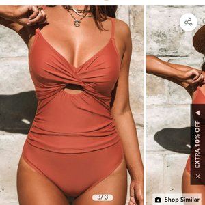 Cupshe Essential Space Wrap Front Cutout Ruched One Piece New w tags and liner